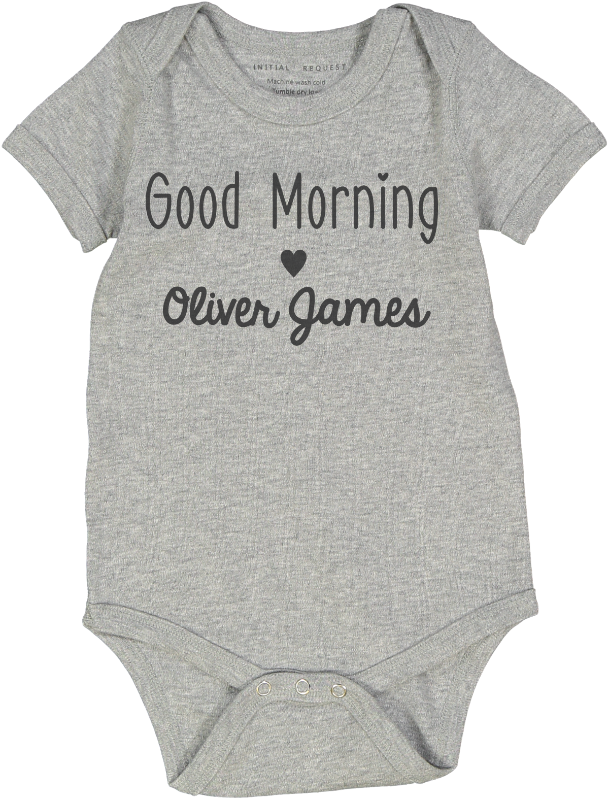 Good Morning, Baby Gray Short Sleeve Body Personalized