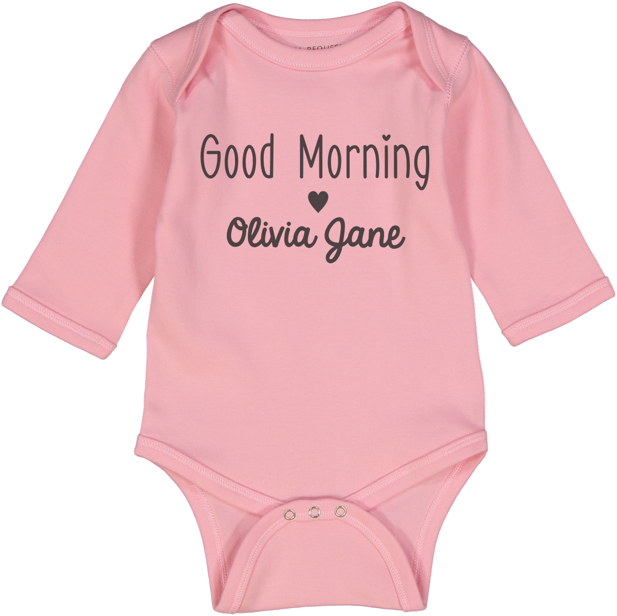 Good Morning Baby Pink Long Sleeve Personalized Onesie