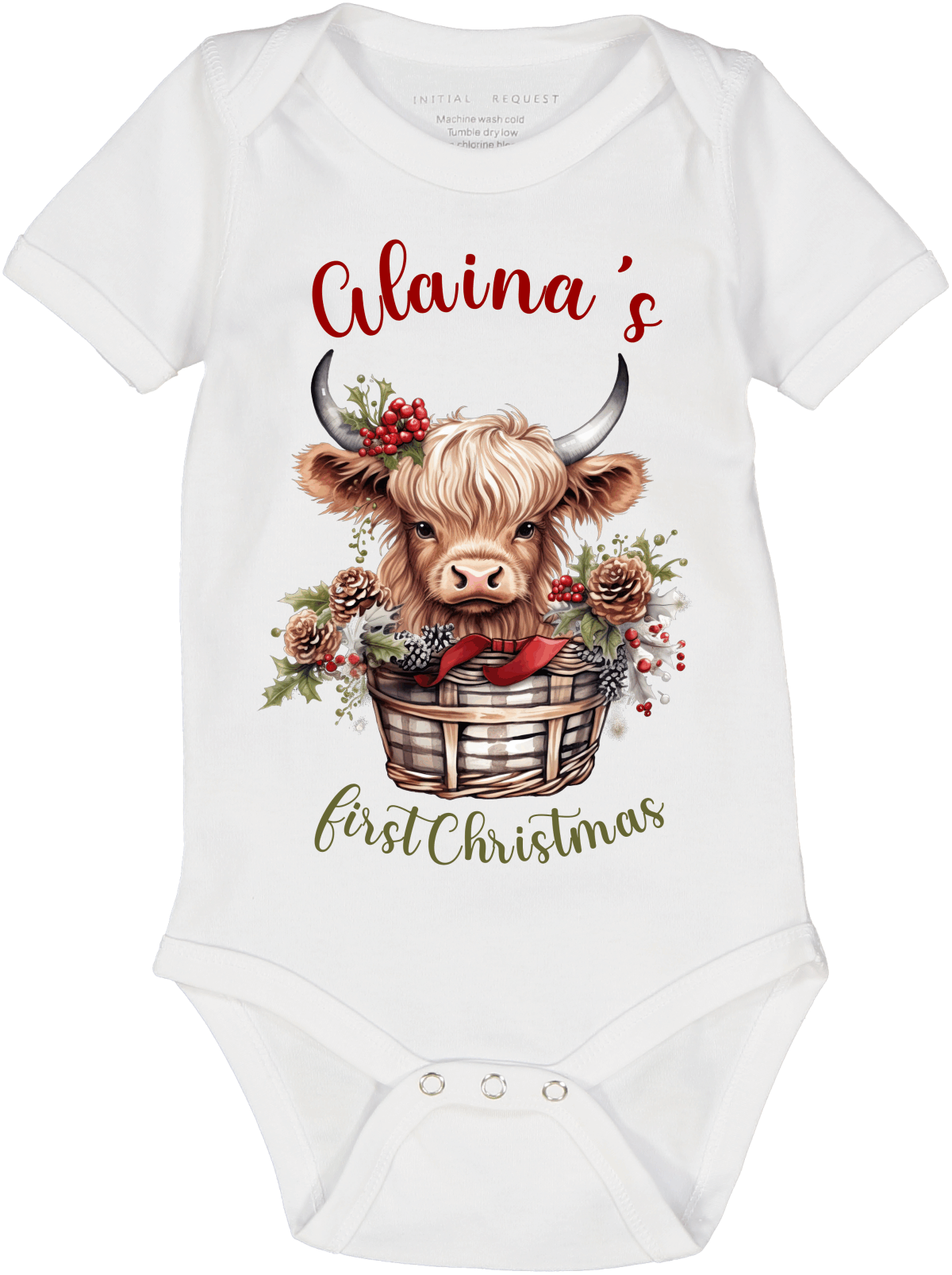 Highland Cow First Christmas Basket Personalized SS Body