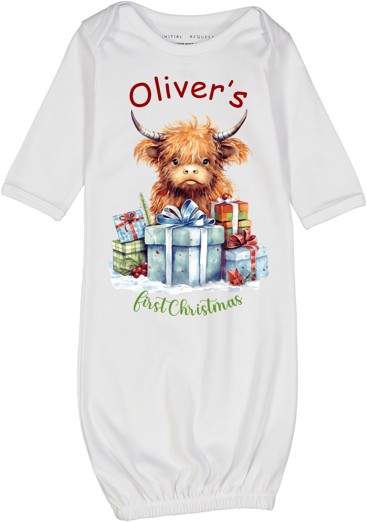 Highland Cow Presents First Christmas Personalized Gown 2