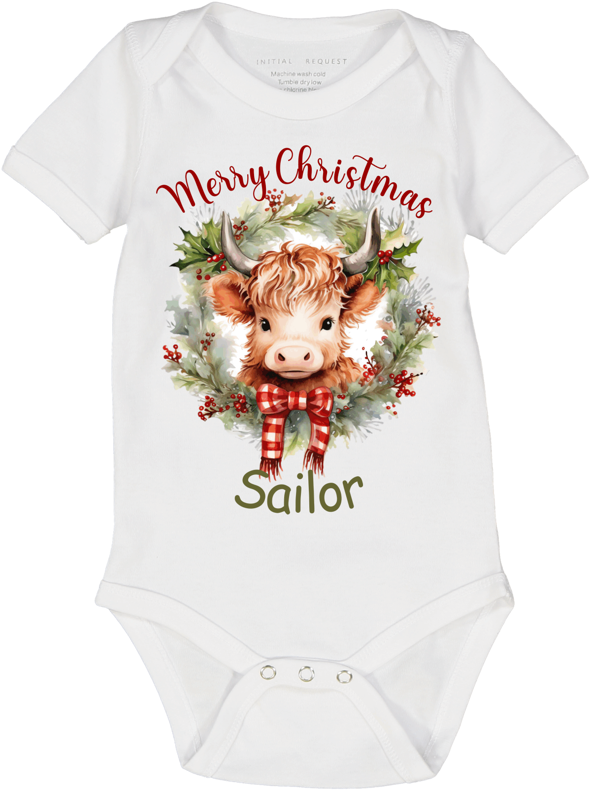 Highland Cow Christmas Wreath Personalized SS Body