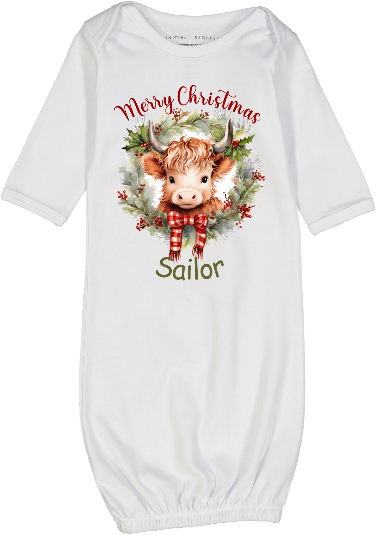 Highland Cow Personalized Christmas Wreath Gown 2