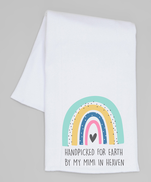 White & Pink 'Handpicked for Earth' Personalized Burp Cloth