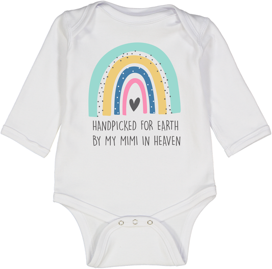 White 'Handpicked for Earth' Personalized Long-Sleeve Bodysuit