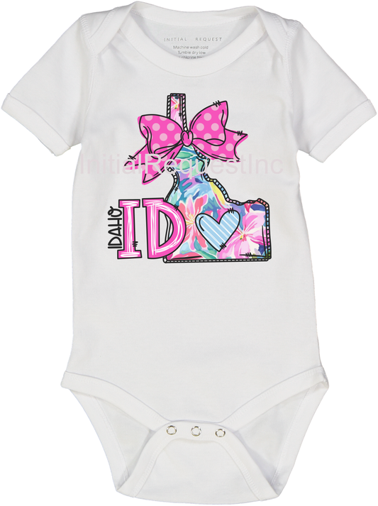 Idaho Floral State Graphic Short Sleeve Onesie for Baby Girls