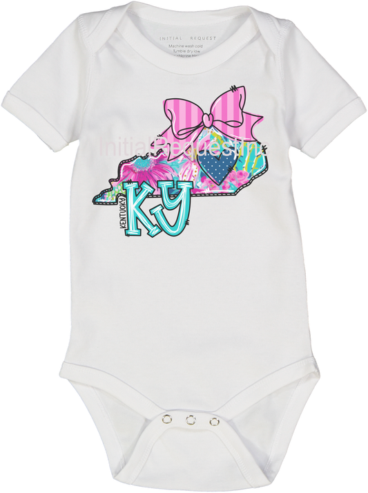 Kentucky Floral State Graphic Short Sleeve Onesie for Baby Girls