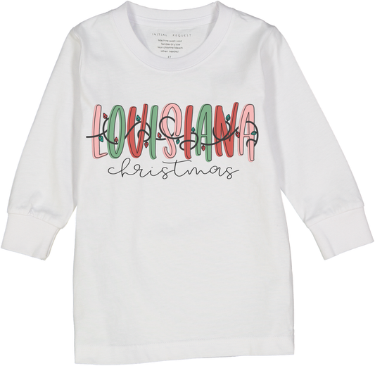 Louisiana Christmas Lights Long Sleeve Tee for Holiday Christmas Festive