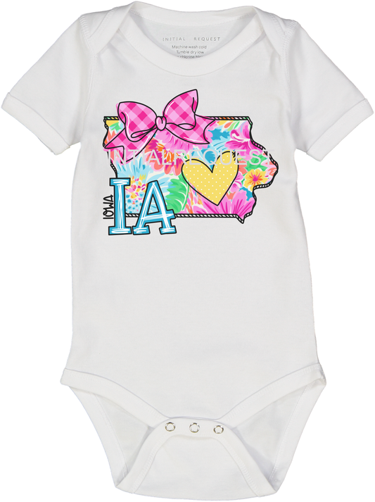 Louisiana Floral State Graphic Short Sleeve Onesie for Baby Girls