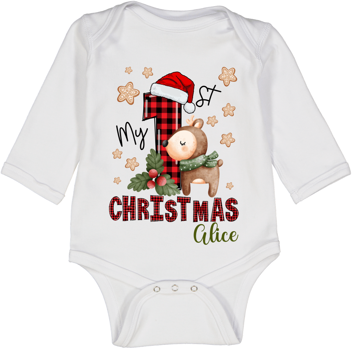 My First Christmas Reindeer Personalized LS Body 1