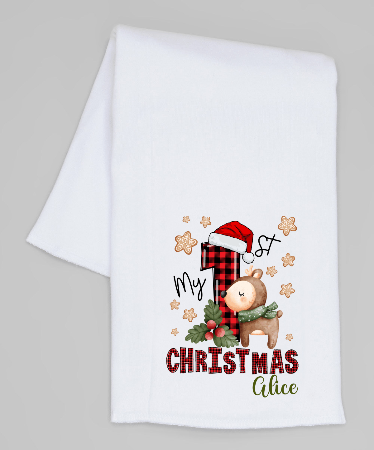 My First Christmas Reindeer Personalized Burp 4