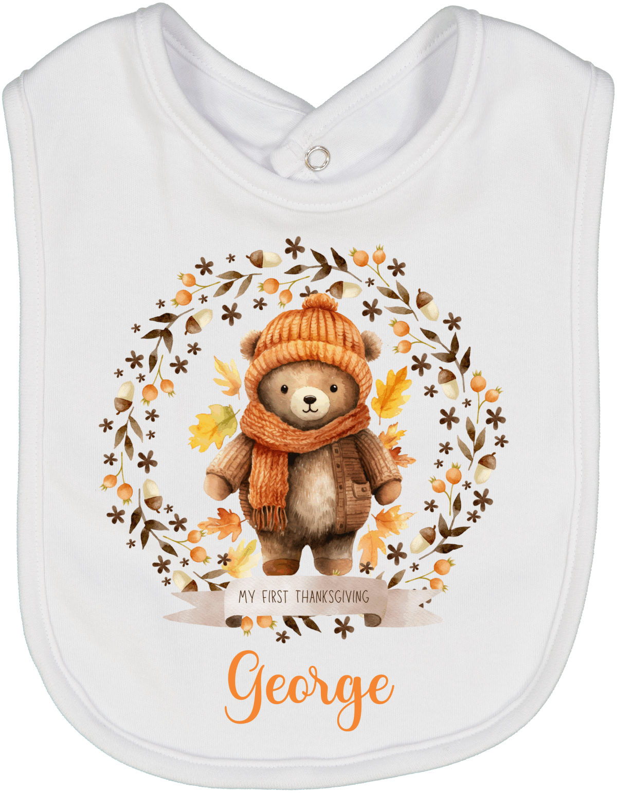 Fall Leaves First Thanksgiving Bear Bib 3