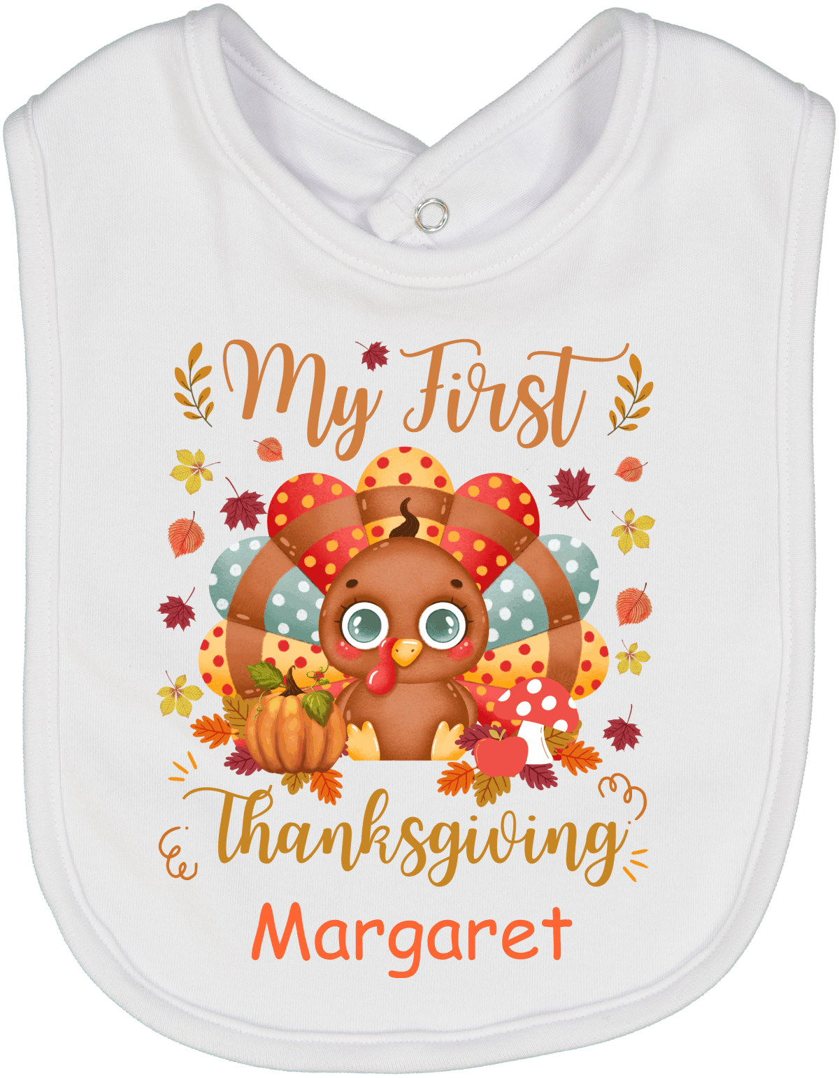 My First Thanksgiving Polka Dot Turkey Bib 3