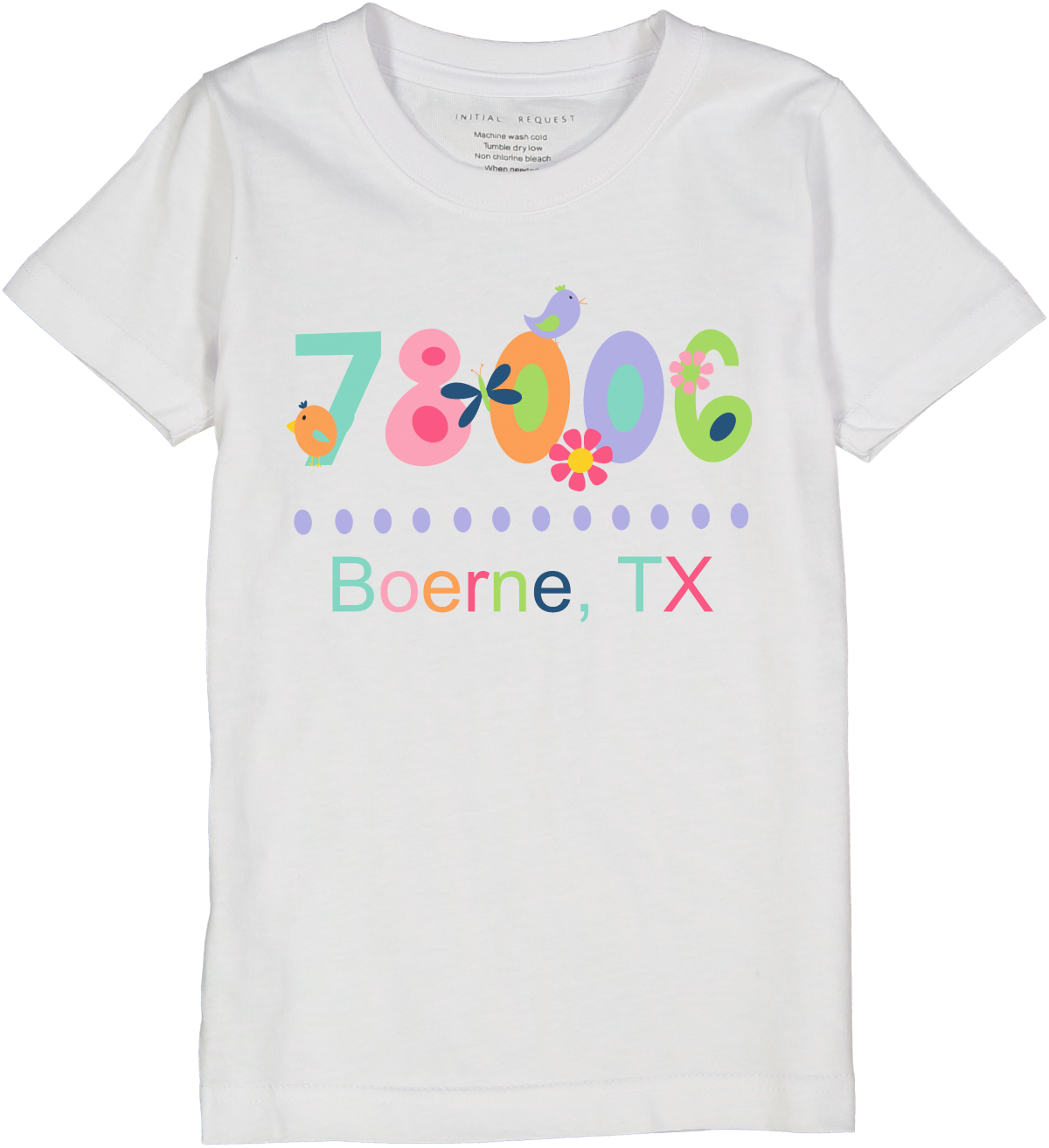 Colorful Accented Zip Code Short Sleeve Tee