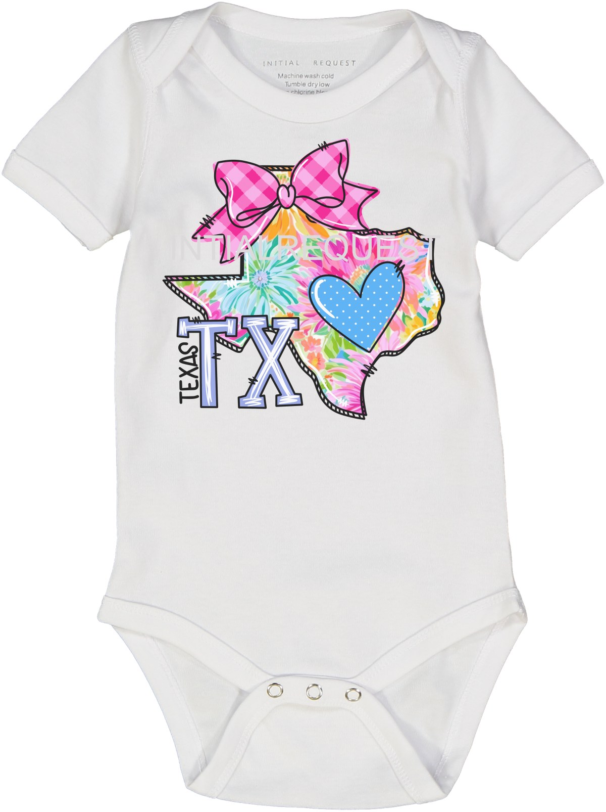 Texas Floral State Graphic Short Sleeve Onesie for Baby Girls