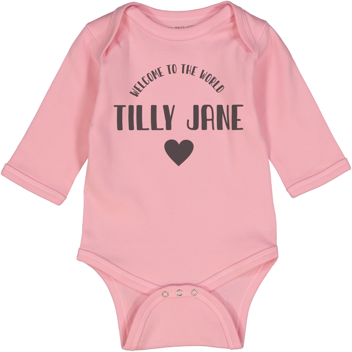 Welcome to the World Heart Pink LS body Personalized