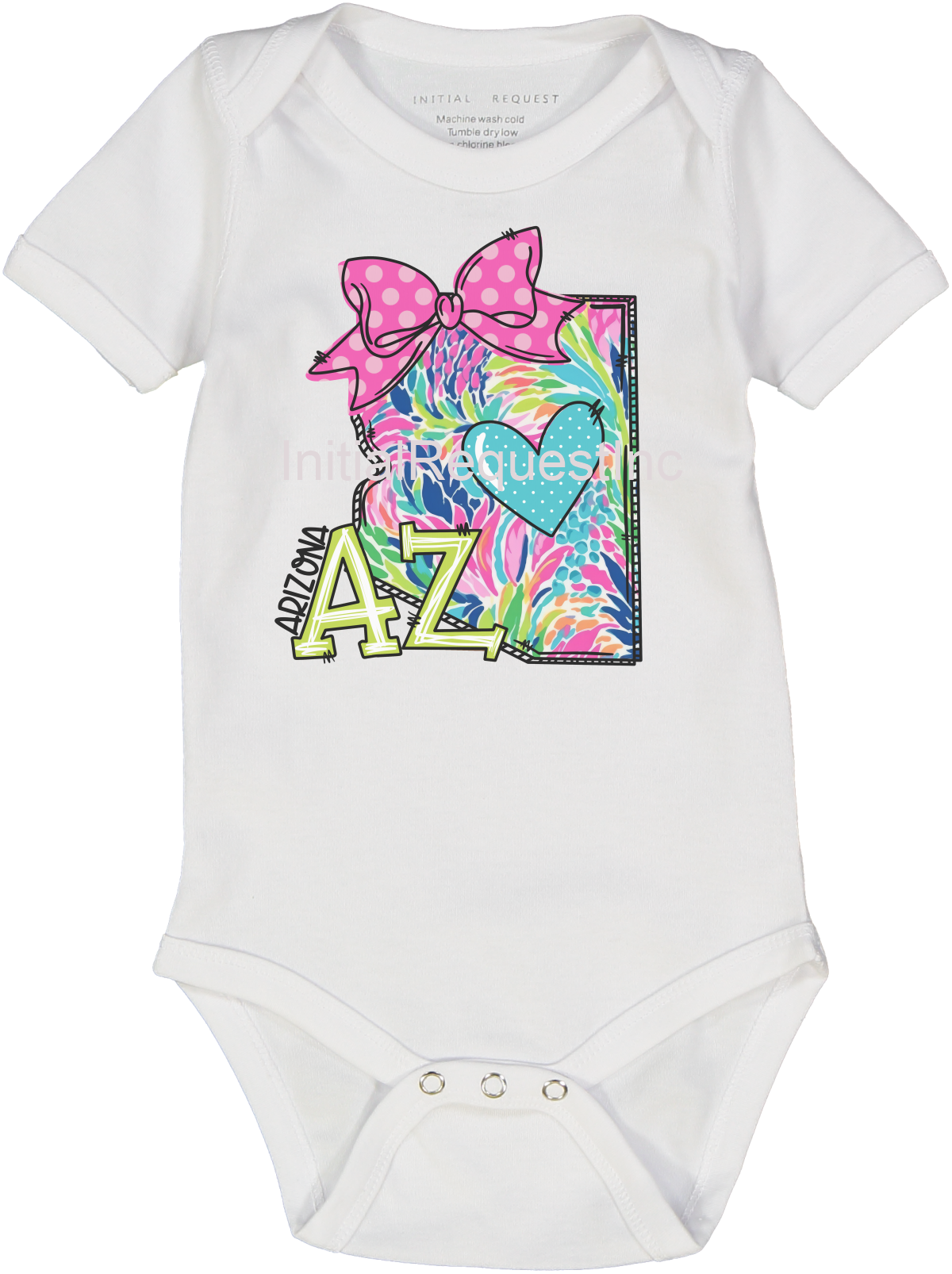 Arizona Floral State Graphic Short Sleeve Onesie for Baby Girl