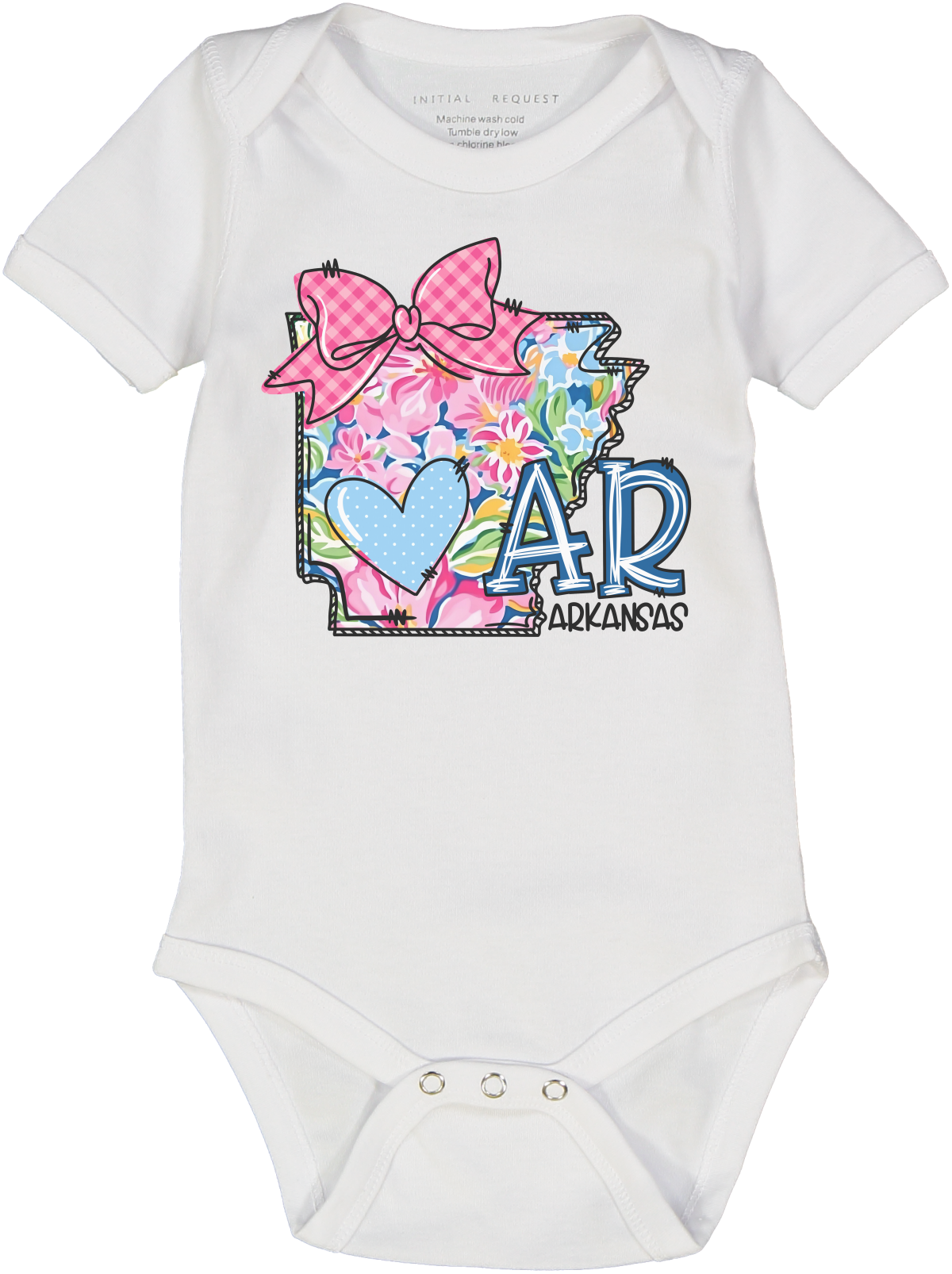 Arkansas Floral Graphic State Short Sleeve Onesie for Baby Girl