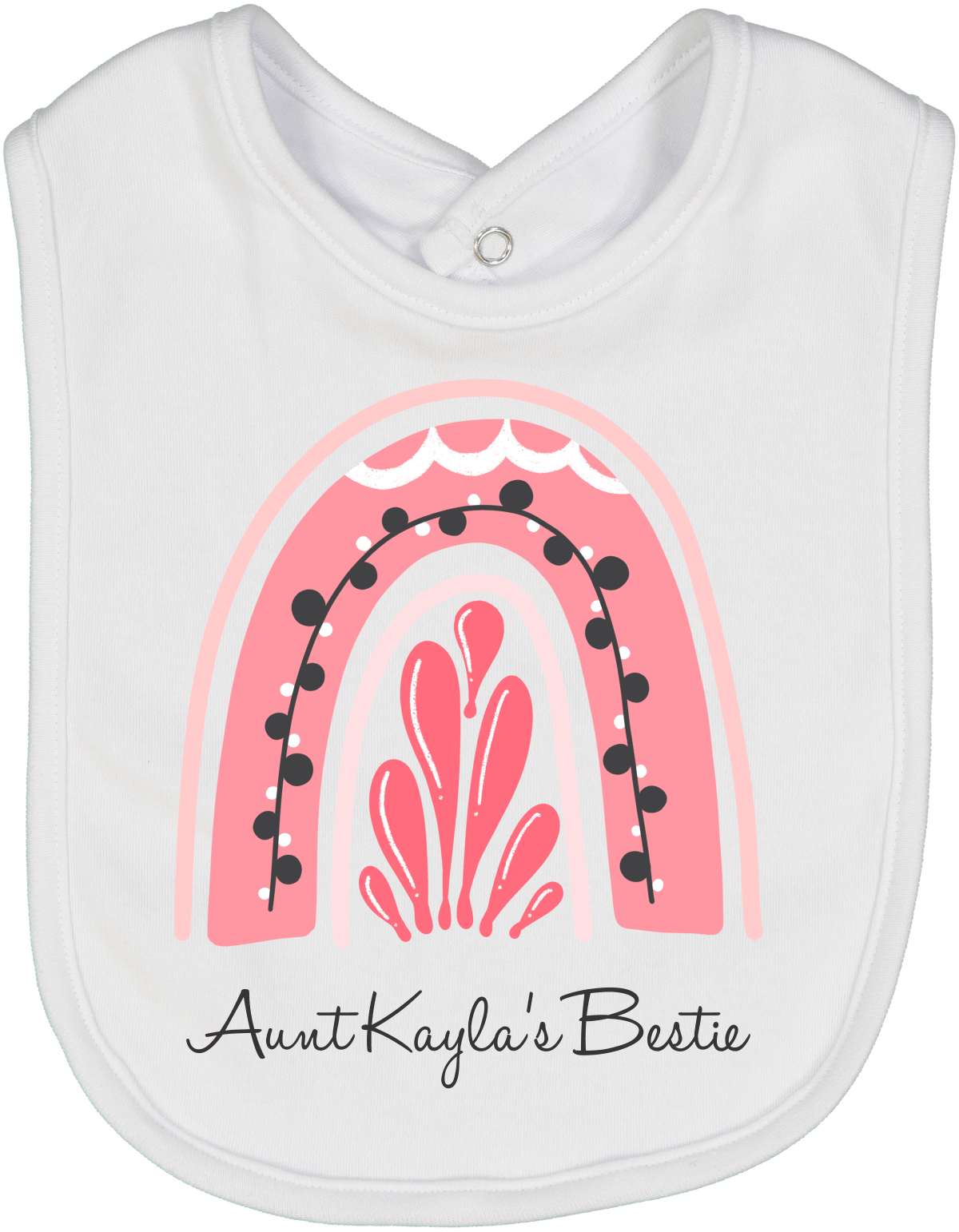 White & Pink Rainbow Personalized Name 'Bestie' Bib