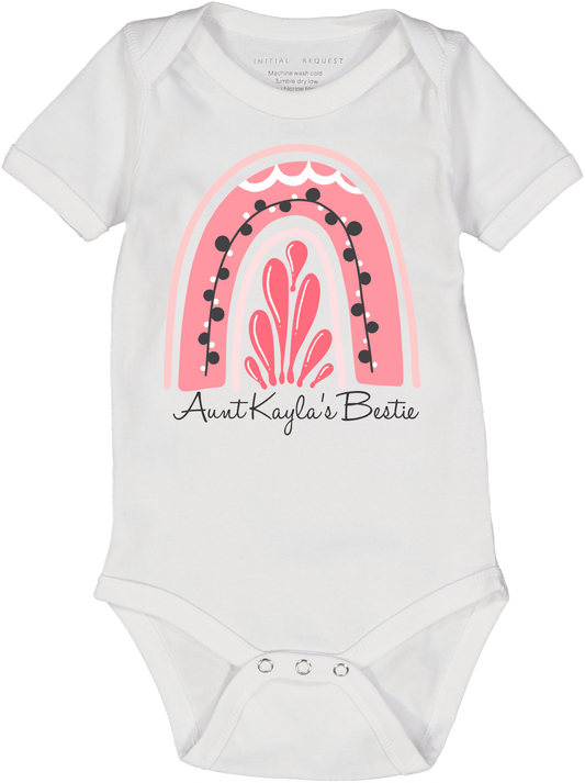 White & Pink 'Auntie's' Personalized Short-Sleeve Bodysuit