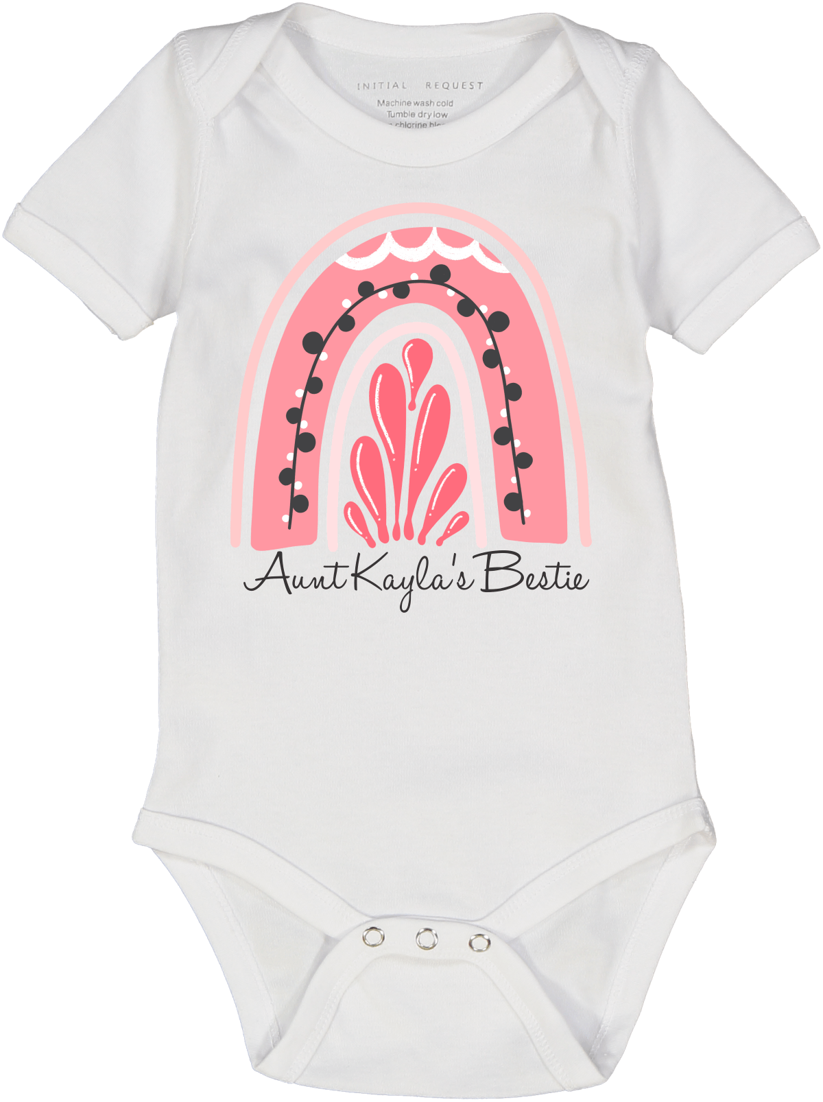 White & Pink 'Auntie's' Personalized Short-Sleeve Bodysuit