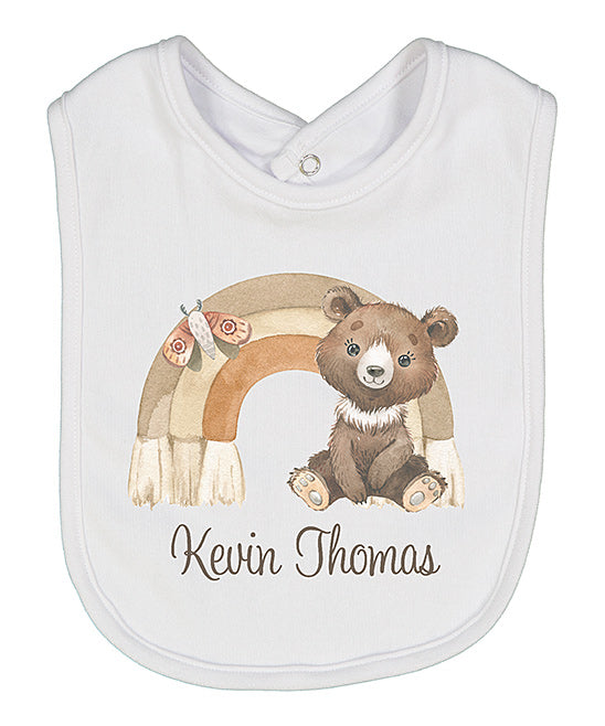 Brown Bear Rainbow Personalized Bib