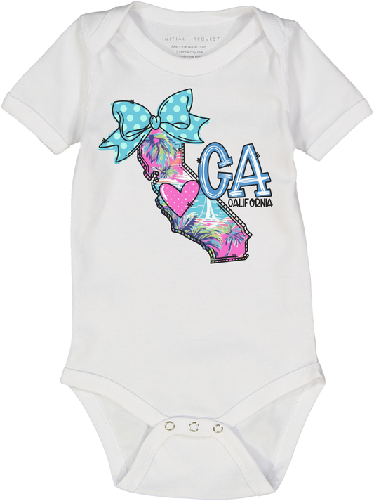 California Floral Graphic State Short Sleeve Onesie for Baby Girls