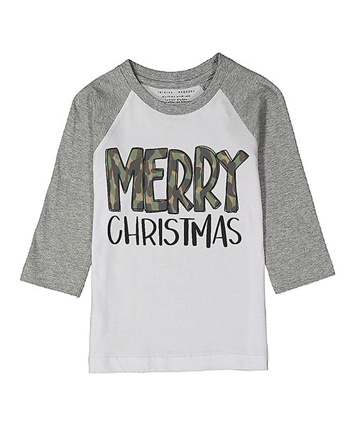 KIDDAD Women's Merry Bright Christmas T-Shirt - Plaid Xmas Tree Graphic, Long Sleeve Raglan Baseball Tee