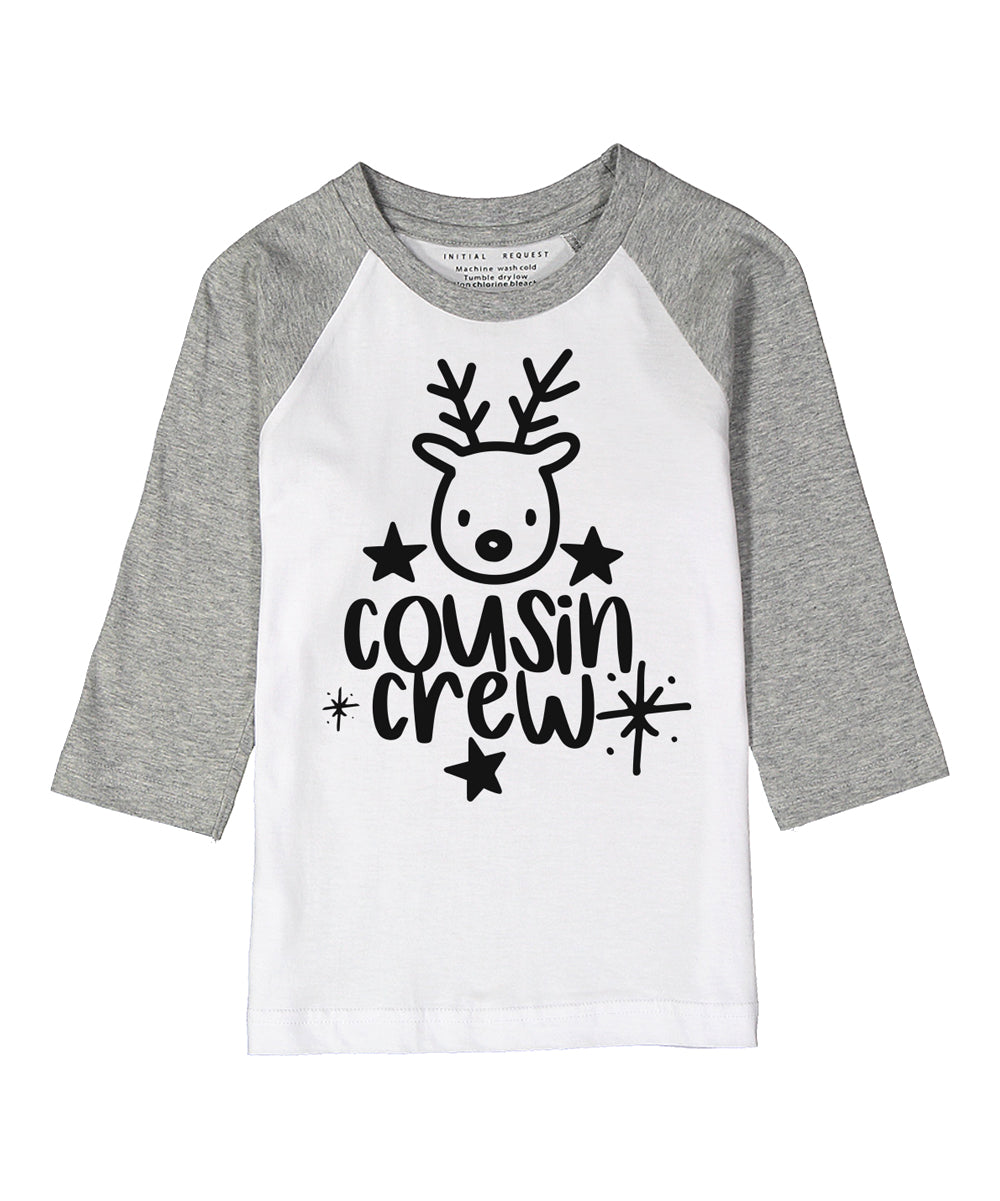 Reindeer Cousin Crew Gray, Pink or Red Raglan Tee