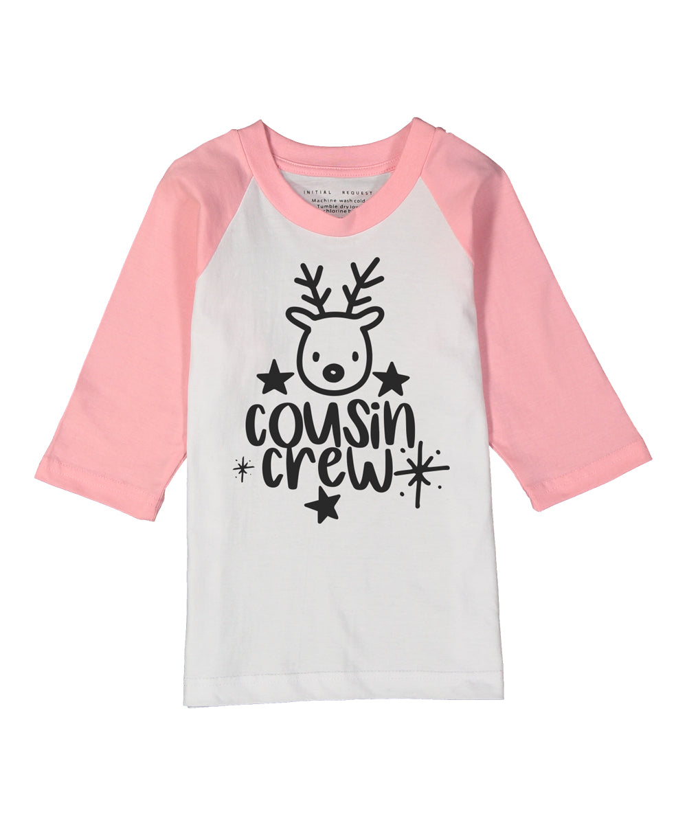 Reindeer Cousin Crew Gray, Pink or Red Raglan Tee