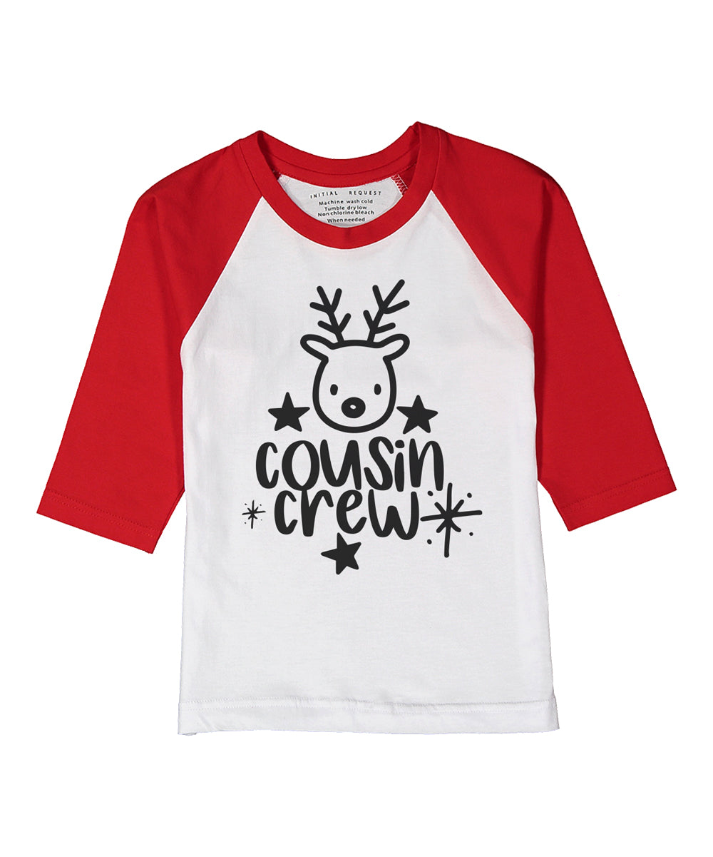 Reindeer Cousin Crew Gray, Pink or Red Raglan Tee