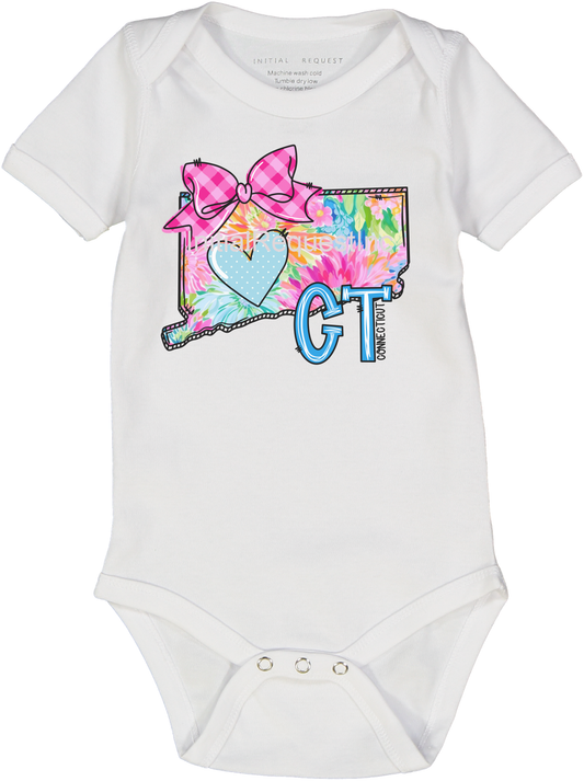 Connecticut Floral State Graphic Short Sleeve Onesie for Baby Girl