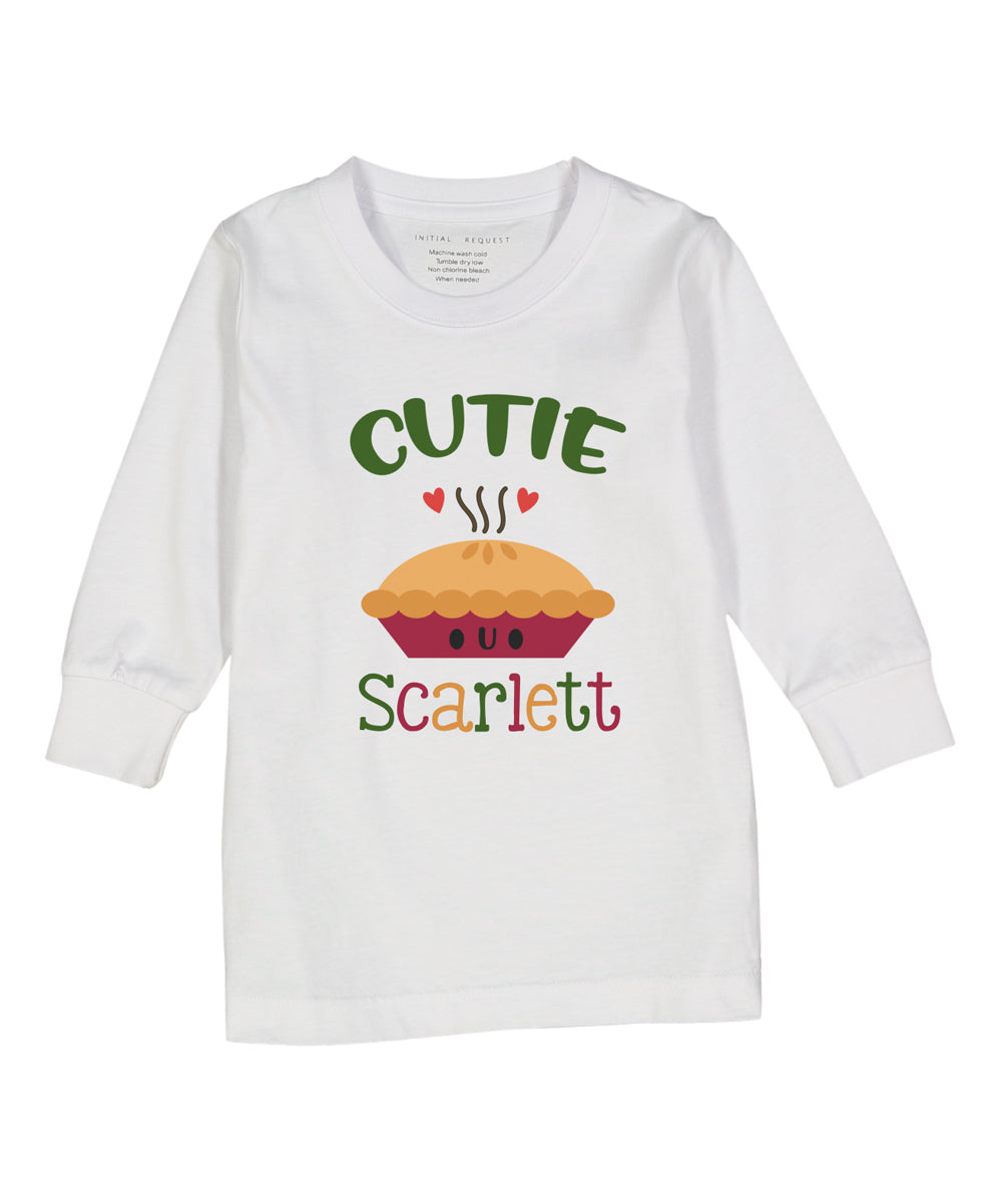 Personalized Long Sleeve Cutie Pie Thanksgiving Girls Tee