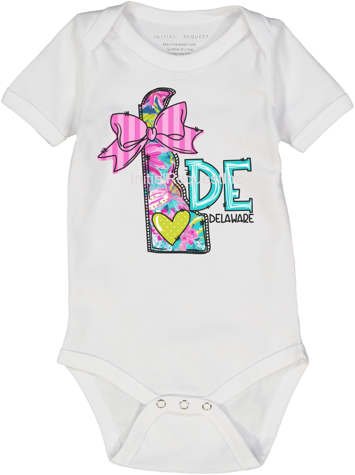 Delaware Floral State Graphic Short Sleeve Onesie for Baby Girl