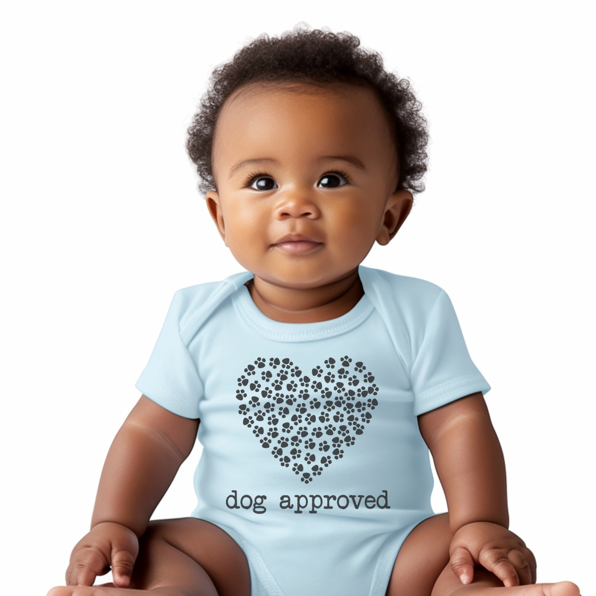 Dog Approved Paw Print Heart Blue or Pink SS Onesie