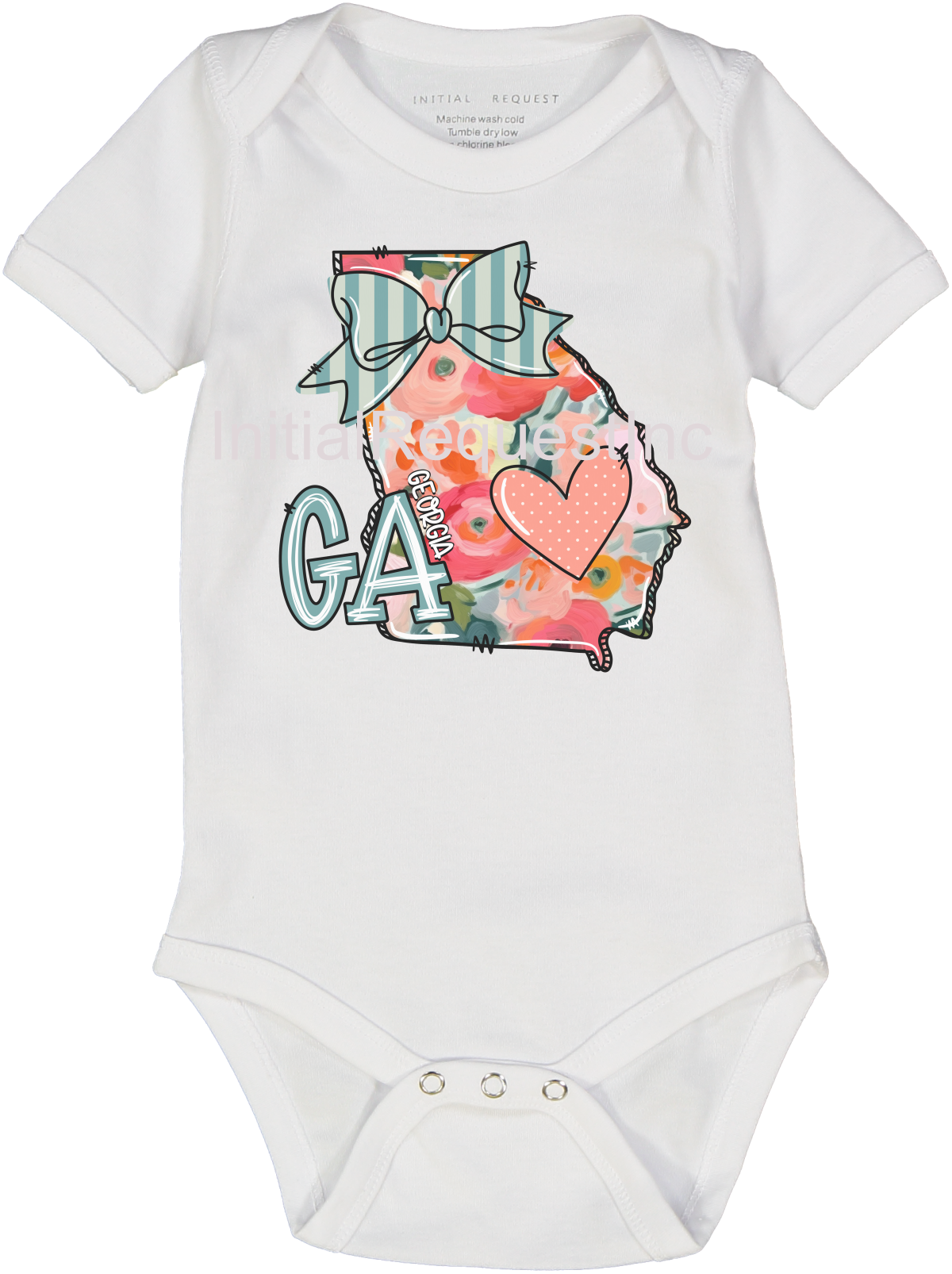 Georgia Floral State Graphic Short Sleeve Onesie for Baby Girls