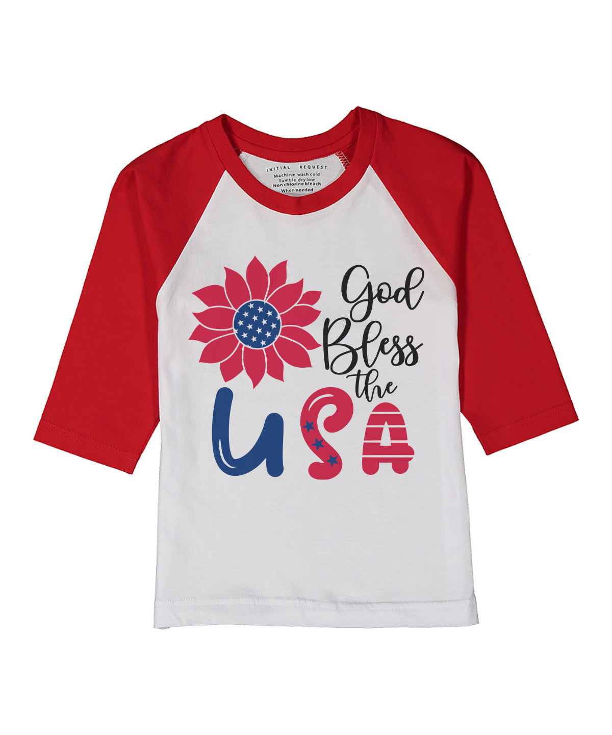 God Bless the USA Red Raglan Tee for Girls