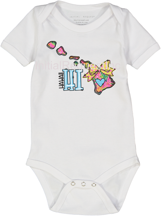 Hawaii Floral State Graphic Short Sleeve Onesie for Baby Girls