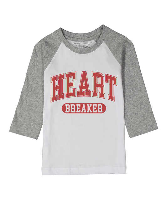 Heart Breaker Valentine's Day Gray Raglan Tee for Boys