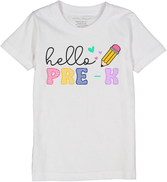 Hello Grade Level Back to School Tee for Girls