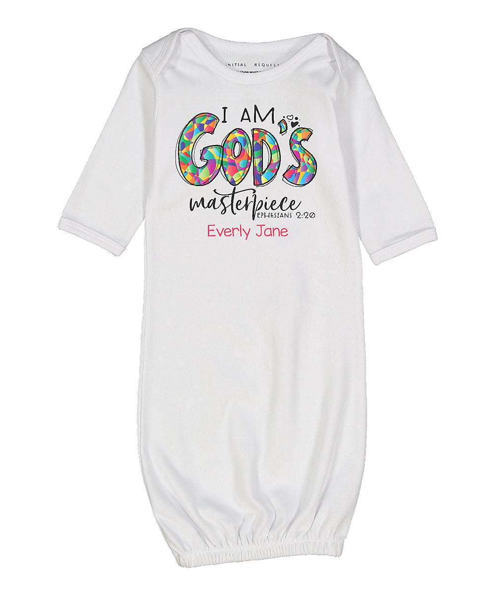 I am God's masterpiece personalized baby gown