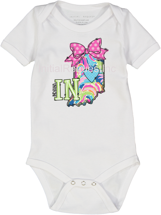 Indiana Floral State Graphic Short Sleeve Onesie for Baby Girls