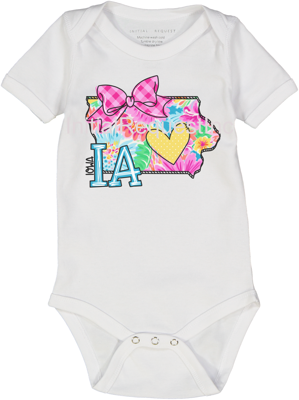 Iowa Floral State Graphic Short Sleeve Onesie for Baby Girls