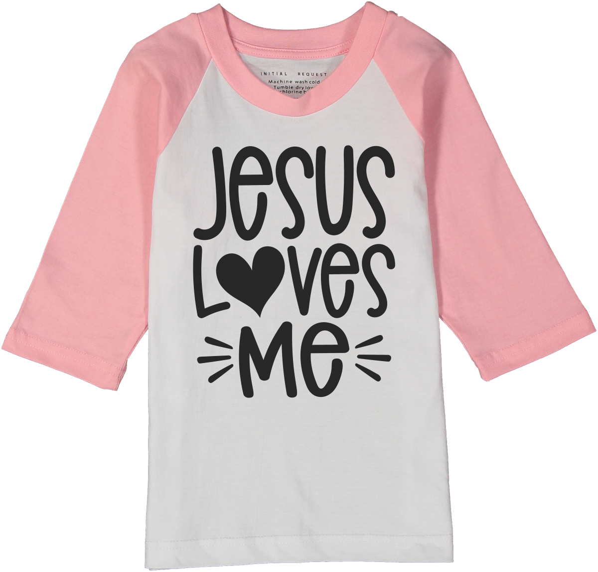 Jesus Loves Me Pink Raglan Tee