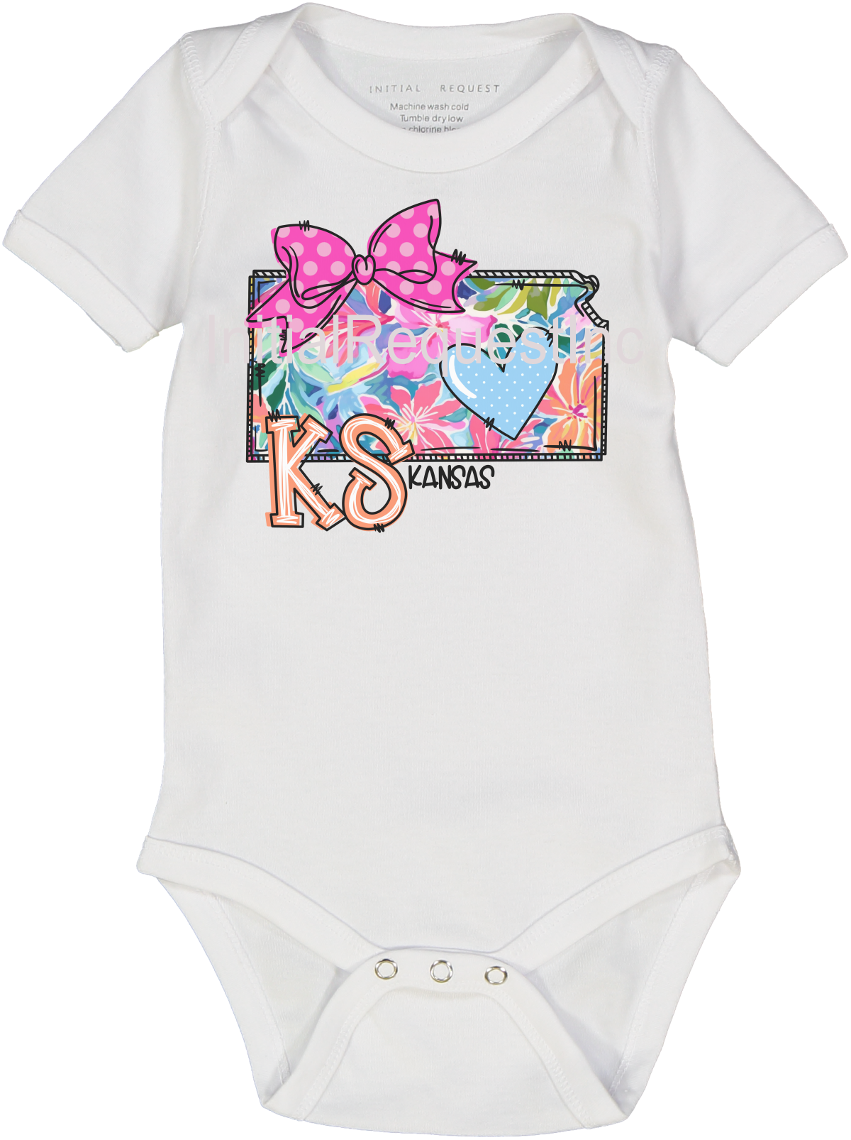 Kansas Floral State Graphic Short Sleeve Onesie for Baby Girls