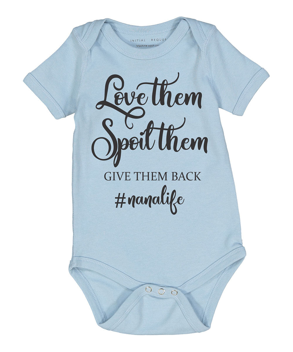 Blue 'Love Them. Spoil Them.' Personalized Short-Sleeve Bodysuit