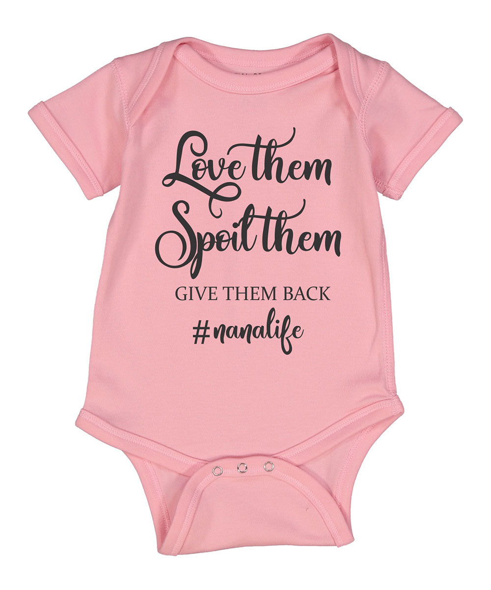 Pink 'Love Them. Spoil Them.' Personalized Short-Sleeve Bodysuit