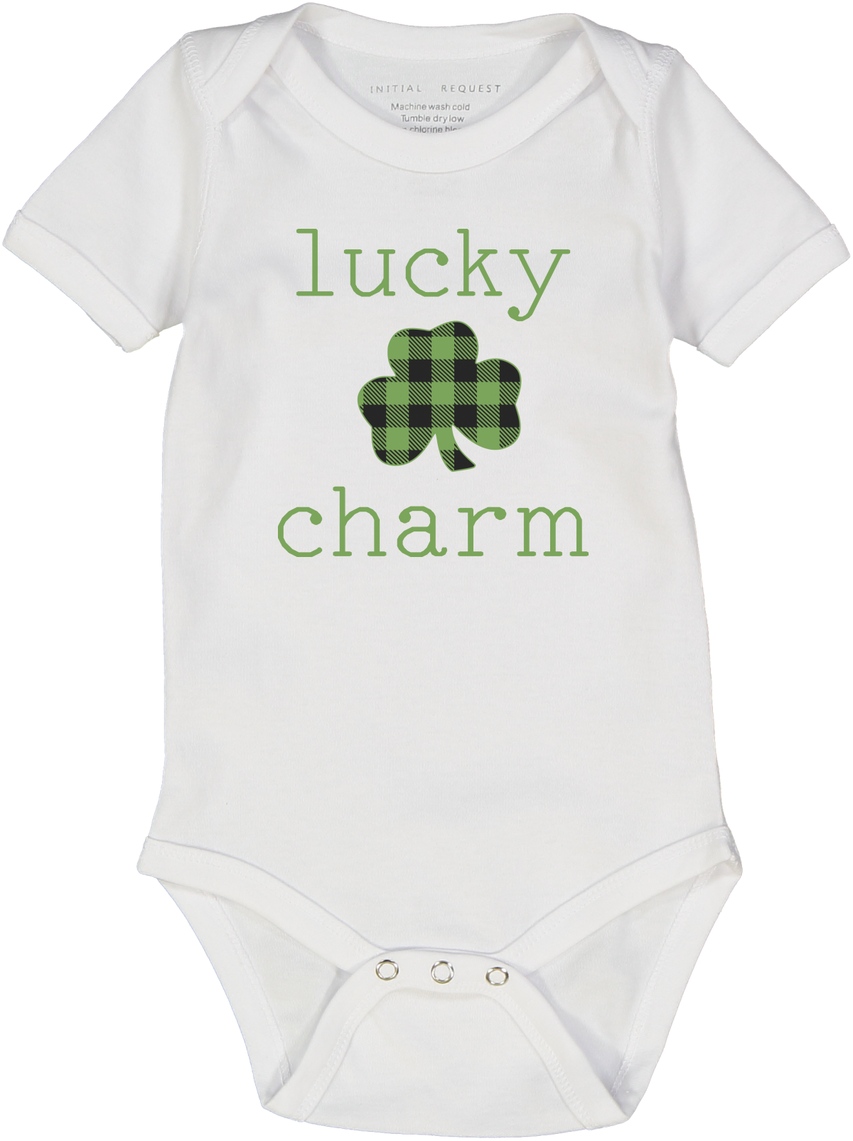 Lucky Charm Plaid Shamrock Short Sleeve Onesie