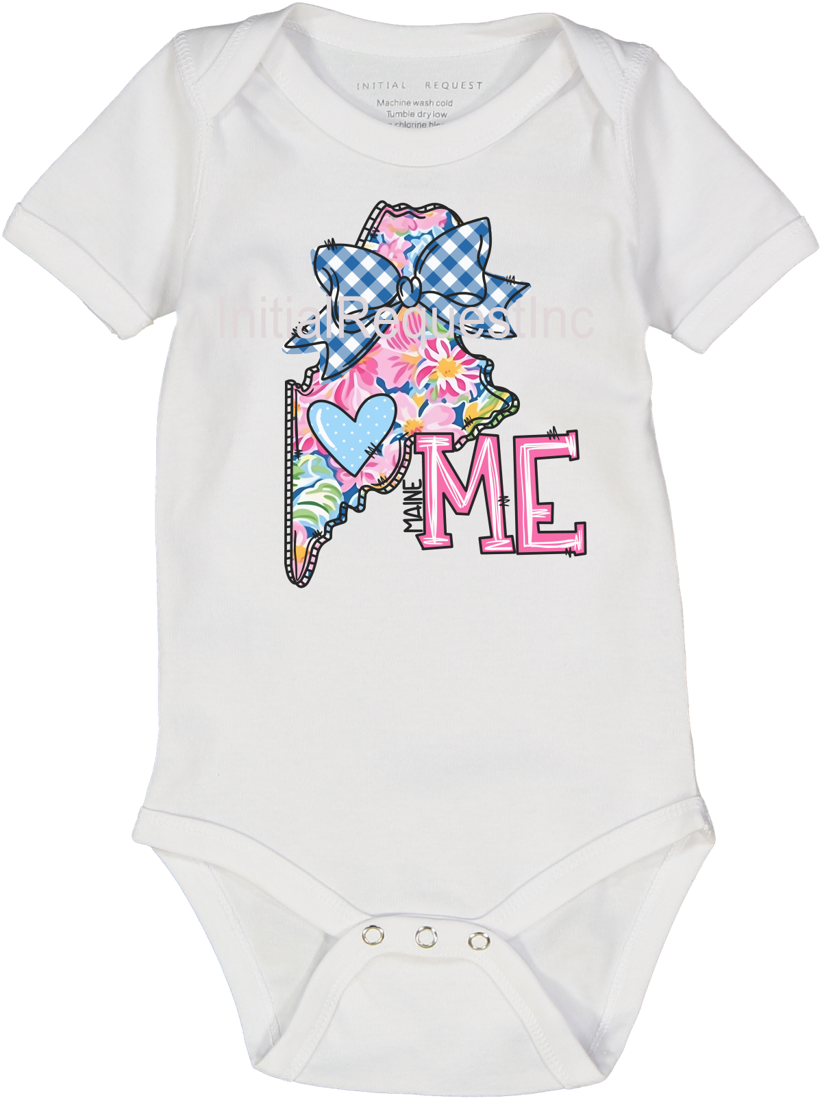 Maine Floral State Graphic Short Sleeve Onesie for Baby Girls