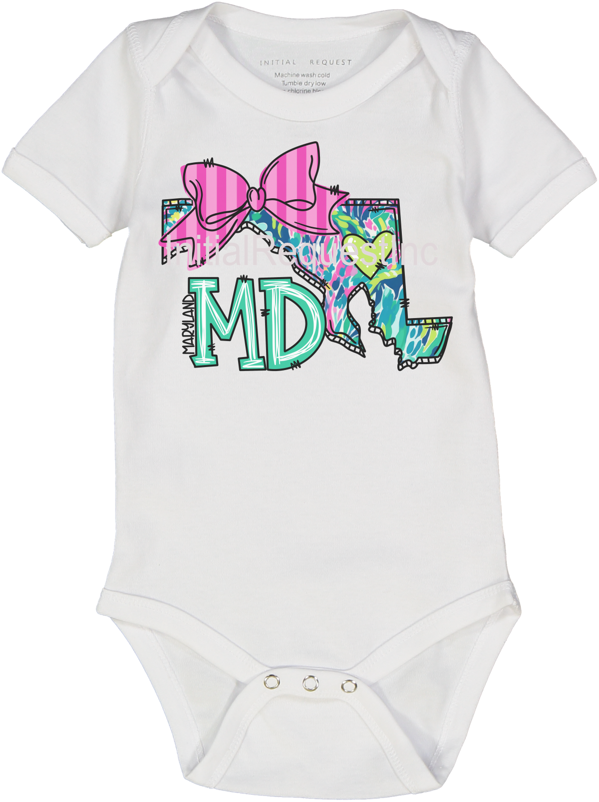 Maryland Floral State Graphic Short Sleeve Onesie for Baby Girls