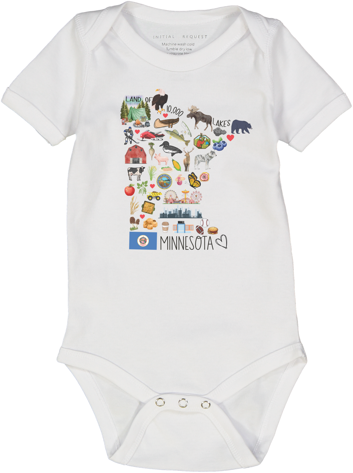 Minnesota Long  or Short Sleeve Cotton Onesie for Infants, Toddlers Baby apparel